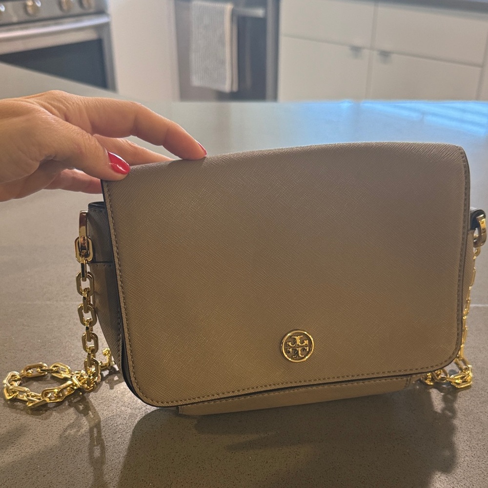 Tory Burch Metallic Crossbody Bag with Gold Chain